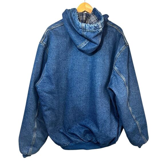 Vintage CARHARTT J139 DST Jacket Denim Hooded Jean Blanket ASAP Rocky 90s Large - Picture 3 of 16